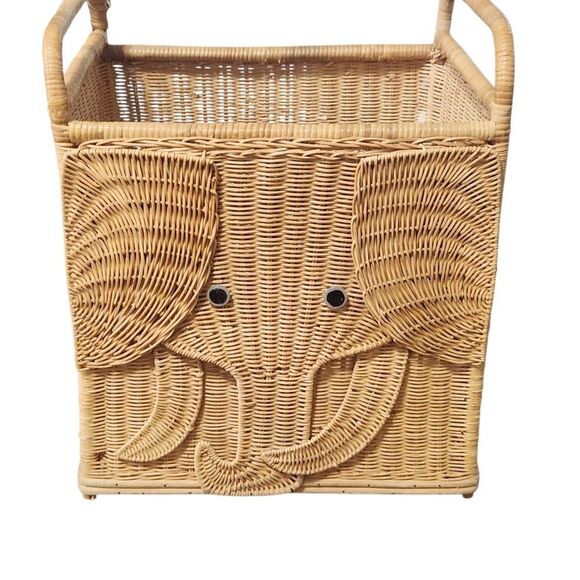 Vintage Rattan Wicker Elephant Trunk Storage Chest Basket Baby Nursery - Picture 1 of 11